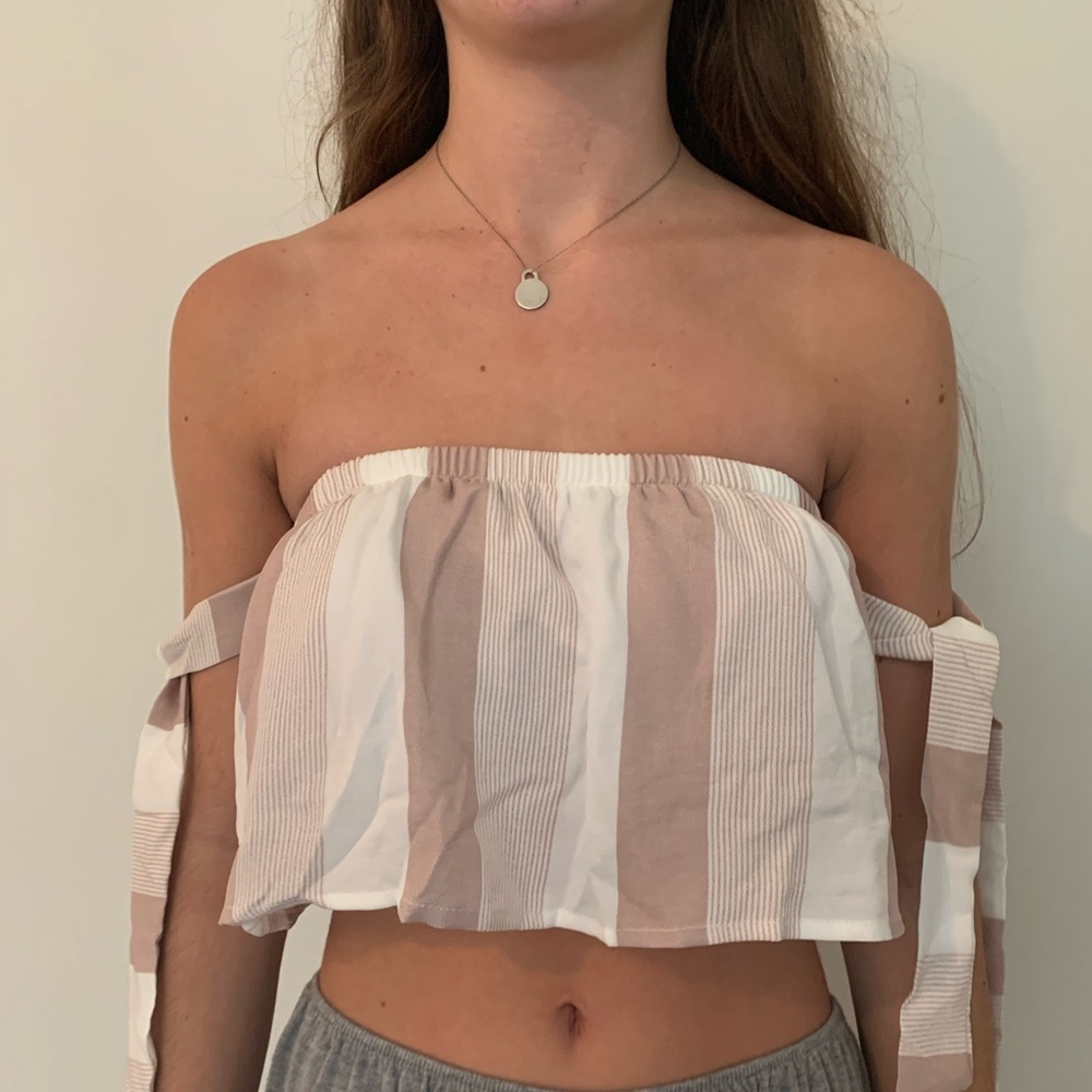 Strapless striped crop top